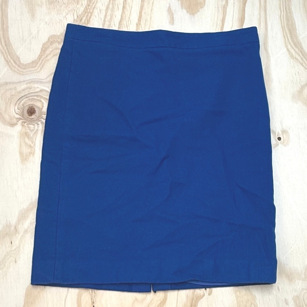 J.Crew The Pencil Skirt Cobalt Blue Wool Blend Knee Length Size 12 46575